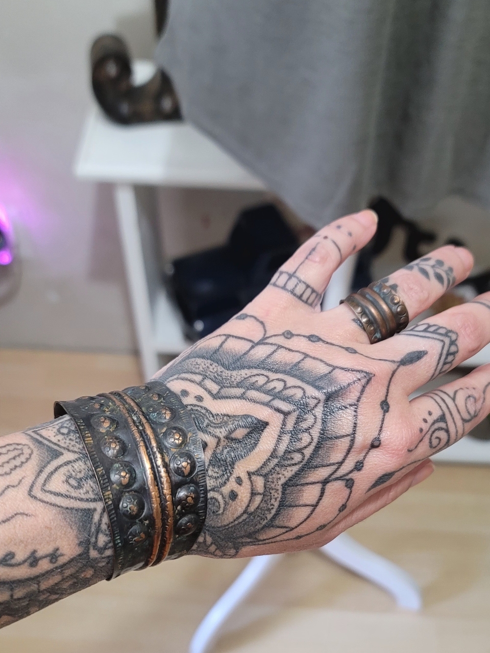 Woman's Vintage-Style Copper Cuff Bracelet and Ring Custom Set Sedona Arizona